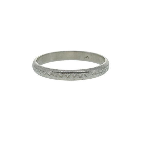 Antique Sterling Silver 2.5mm Etched Band Ring Size 5.75 - Picture 1 of 7